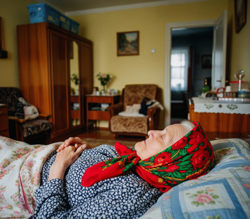 Хвора бабуся в ліжку
